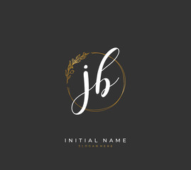 Handwritten initial letter J B JB for identity and logo. Vector logo template with handwriting and signature style.