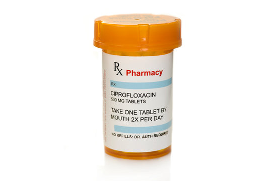 Ciprofloxacin Bottle Isolated On White