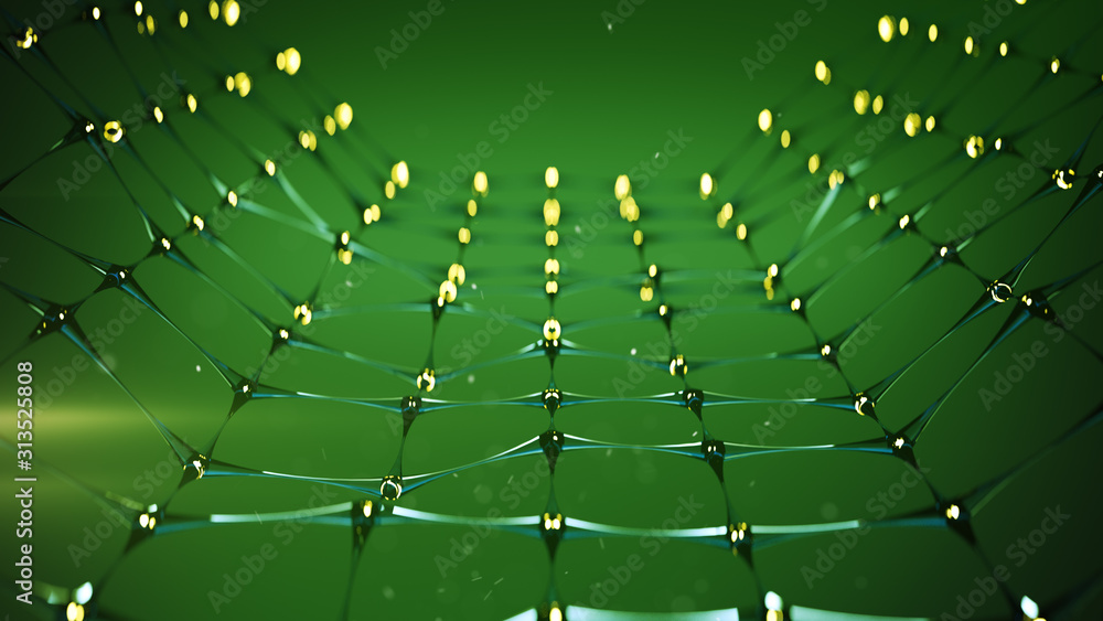 Poster green nanotechnology structure 3d rendering