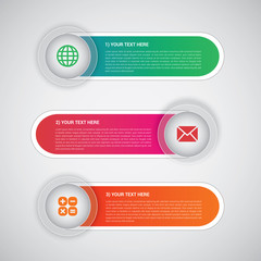 Vector Infographic label design template with icons and 3 options or steps.