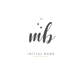 Handwritten initial letter M B MB for identity and logo. Vector logo template with handwriting and signature style.