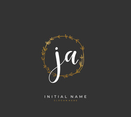 Handwritten initial letter J A JA for identity and logo. Vector logo template with handwriting and signature style.