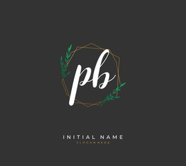 Handwritten initial letter P B PB for identity and logo. Vector logo template with handwriting and signature style.