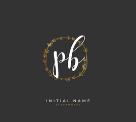 Handwritten initial letter P B PB for identity and logo. Vector logo template with handwriting and signature style.