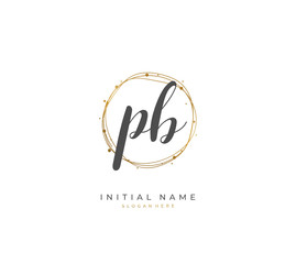 Handwritten initial letter P B PB for identity and logo. Vector logo template with handwriting and signature style.