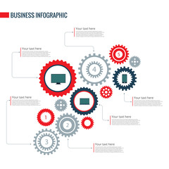 Gear infographics elements design. Abstract business workflow