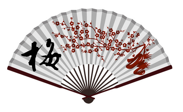 Ancient Traditional Chinese fan with wintersweet