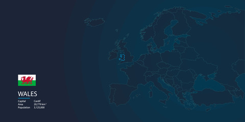 wales map background with flag 