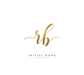 Handwritten initial letter R B RB for identity and logo. Vector logo template with handwriting and signature style.