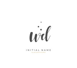 Handwritten initial letter W D WD for identity and logo. Vector logo template with handwriting and signature style.
