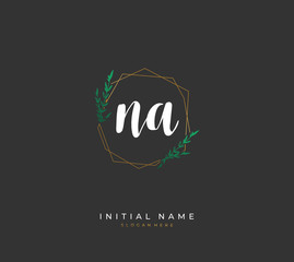 Handwritten initial letter N A NA for identity and logo. Vector logo template with handwriting and signature style.