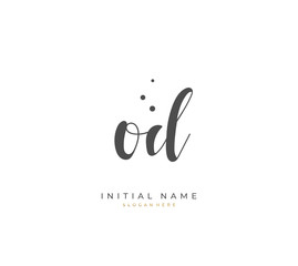 Handwritten initial letter O D OD for identity and logo. Vector logo template with handwriting and signature style.