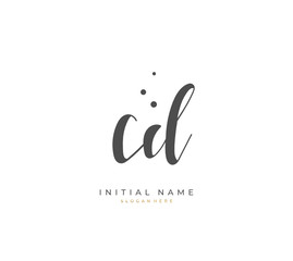 Handwritten initial letter AC D CD for identity and logo. Vector logo template with handwriting and signature style.