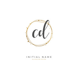 Handwritten initial letter AC D CD for identity and logo. Vector logo template with handwriting and signature style.