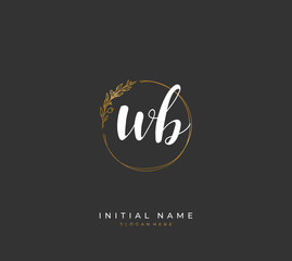 Handwritten initial letter W B WB for identity and logo. Vector logo template with handwriting and signature style.