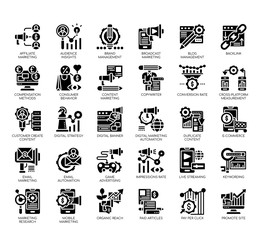 Set of digital marketing thin line and pixel perfect icons for any web and app project.