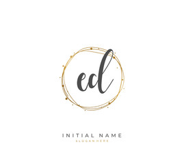 Handwritten initial letter E D ED for identity and logo. Vector logo template with handwriting and signature style.