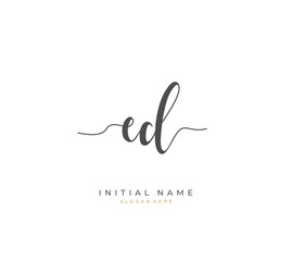 Handwritten initial letter E D ED for identity and logo. Vector logo template with handwriting and signature style.