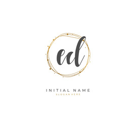Handwritten initial letter E D ED for identity and logo. Vector logo template with handwriting and signature style.