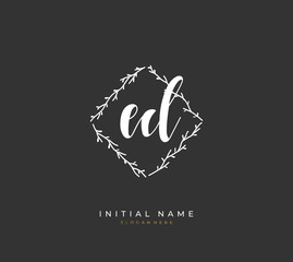 Handwritten initial letter E D ED for identity and logo. Vector logo template with handwriting and signature style.