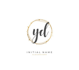 Handwritten initial letter Y D YD for identity and logo. Vector logo template with handwriting and signature style.