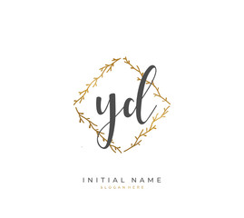 Handwritten initial letter Y D YD for identity and logo. Vector logo template with handwriting and signature style.