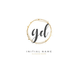 Handwritten initial letter G D GD for identity and logo. Vector logo template with handwriting and signature style.