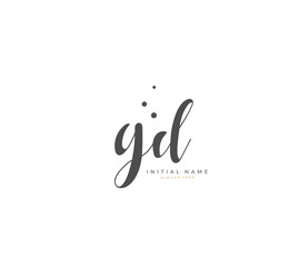Handwritten initial letter G D GD for identity and logo. Vector logo template with handwriting and signature style.