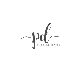 Handwritten initial letter P D PD for identity and logo. Vector logo template with handwriting and signature style.