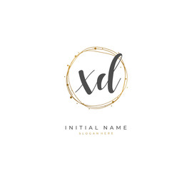 Handwritten initial letter X D XD for identity and logo. Vector logo template with handwriting and signature style.