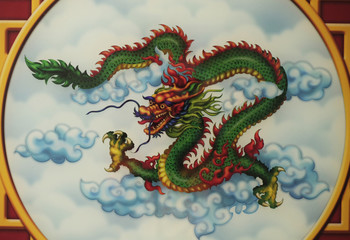 Fototapeta premium A Chinese dragon on cloudy sky