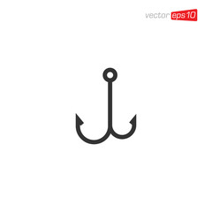 Fishing Hook Icon Logo Design