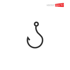 Fototapeta premium Fishing Hook Icon Logo Design