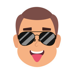 young man head with sunglasses character