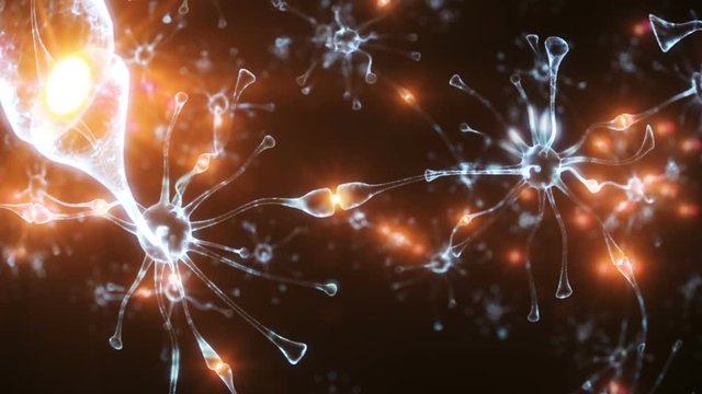 3d render neuron blue light cycle