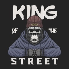 Skull gorilla king of the street vector illustration 