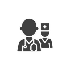 Medical doctor and nurse vector icon. filled flat sign for mobile concept and web design. Two doctors character glyph icon. Healthcare symbol, logo illustration. Vector graphics