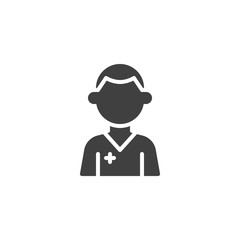 Man Doctor character vector icon. filled flat sign for mobile concept and web design. Medical doctor avatar glyph icon. Healthcare symbol, logo illustration. Vector graphics