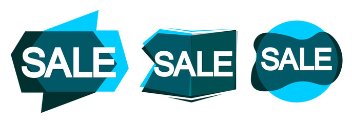 Set Sale bubble banners design template, discount tags, app icons, vector illustration