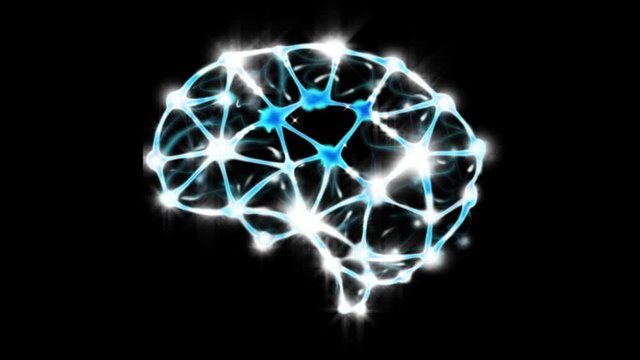 The brain vector is glowing and flickering, compared to human ideas.
