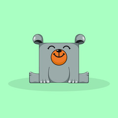 Square Face Cute Bear Vector Smiling Face Bear © Indra