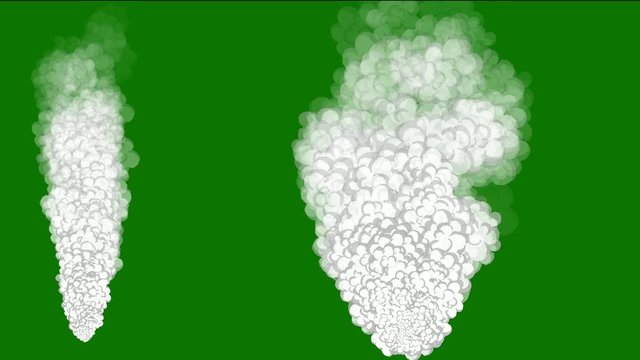 Cartoon smoke motion graphics with green screen background