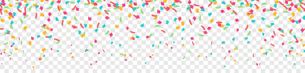Falling colorful confetti flat design seamless pattern background isolated - 313533410