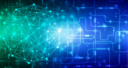 2d illustration Abstract futuristic electronic circuit technology background