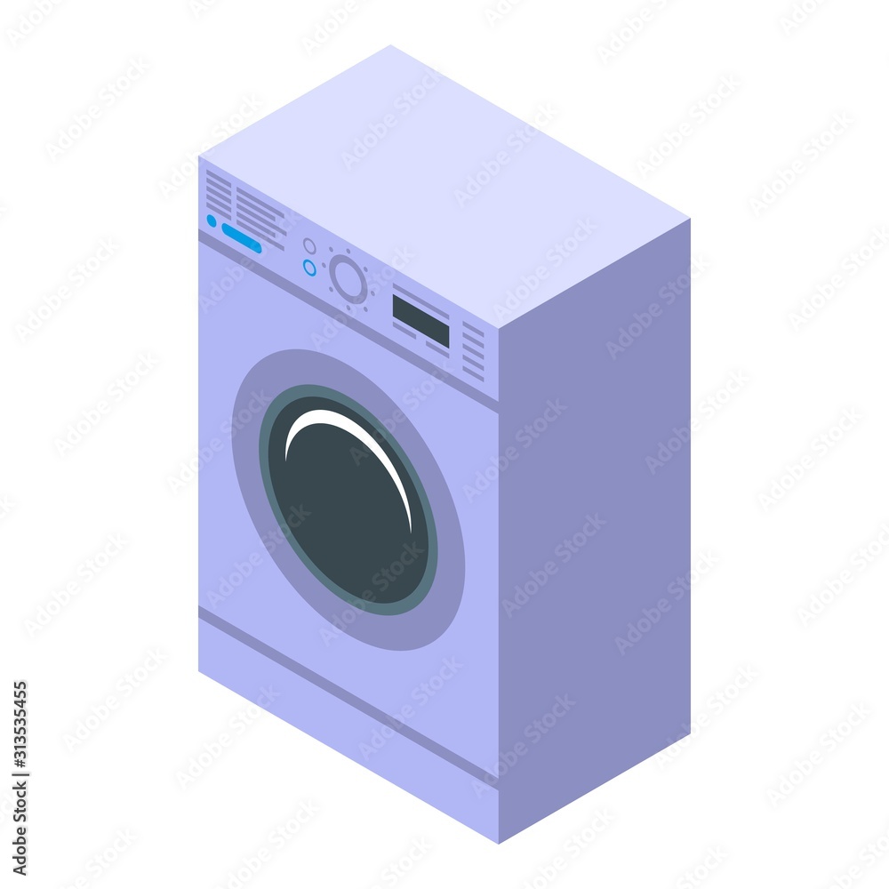 Poster wash machine icon. isometric of wash machine vector icon for web design isolated on white background
