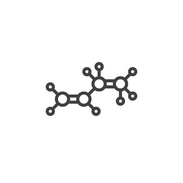Butylene molecular structure line icon. linear style sign for mobile concept and web design. Butene C4H8 chemical formula outline vector icon. Symbol, logo illustration. Vector graphics