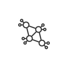C4H8 molecular structure line icon. linear style sign for mobile concept and web design. Cyclobutane molecular formula outline vector icon. Symbol, logo illustration. Vector graphics