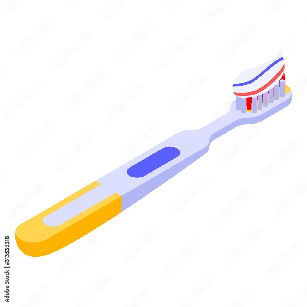 Aufkleber toothbrush with toothpaste icon. isometric of toothbrush with toothpaste vector icon for web design 