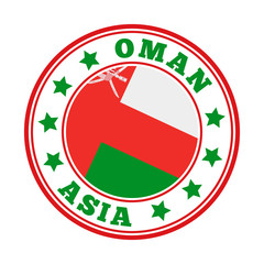 Oman sign with flag logo. Vector illustration.
