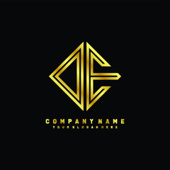 OE initial letter luxury gold line logo